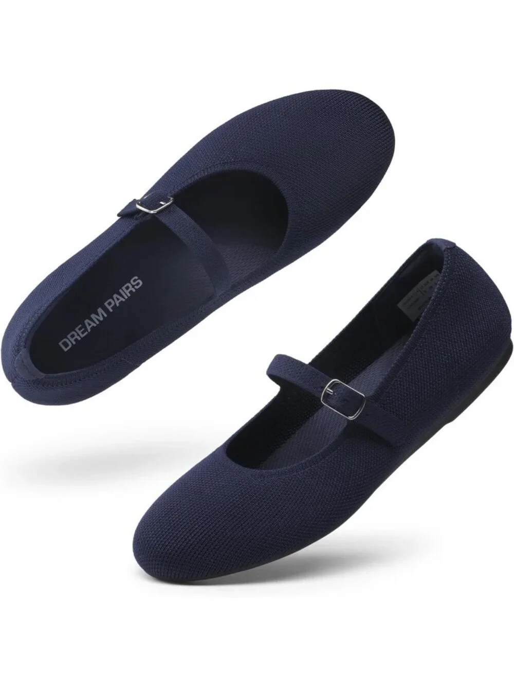 Women's Navy Knit Mary Jane Ballet Flat Comfortable For Casual Office Shoes